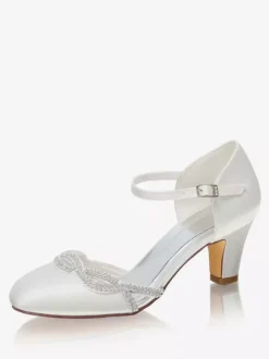 Two Part Wedding Shoes Round Toe Mid-low Heel Bridal Shoes