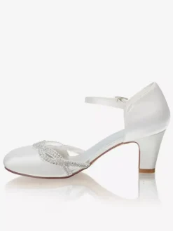Two Part Wedding Shoes Round Toe Mid-low Heel Bridal Shoes