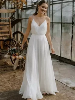 Two-piece Bridal Jumpsuits Chiffon Designed Neckline A-Line Tea-Length Zipper Half Sleeves