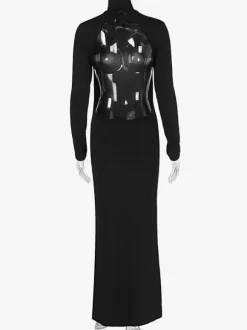 Two Piece Co-ord Set For Women High Turtleneck Top And High-slit Long Skirt Spring Outfit 2026