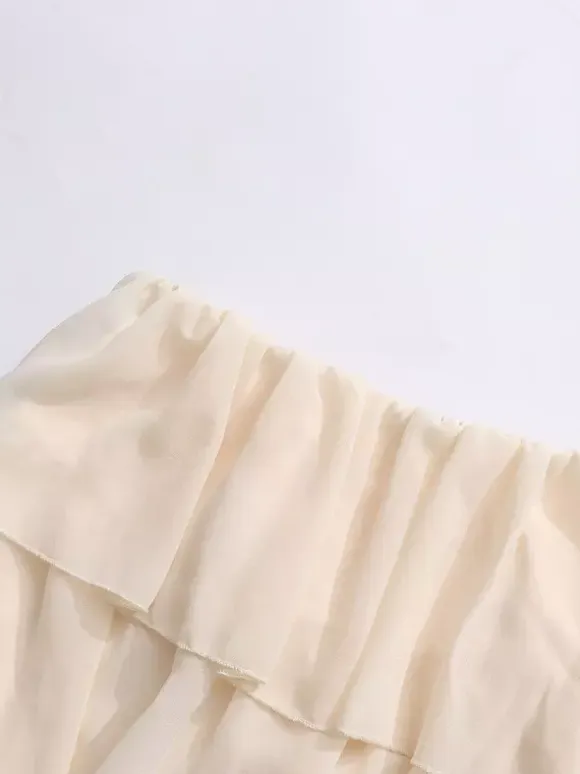 Two Piece Sets Apricot Casual Party Jewel Neck Long Sleeves Top Skirt Set