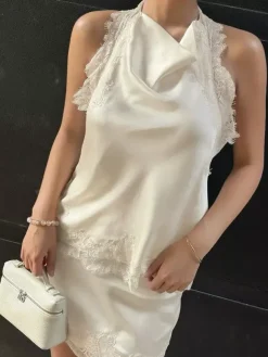 Two Piece Sets Apricot Chic Lace Daily Casual Sleeveless Skirt Set