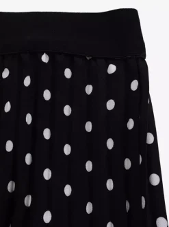 Two Piece Sets Black Casual Polka Dot Street Wear Turndown Collar Short Sleeves Skirt Set