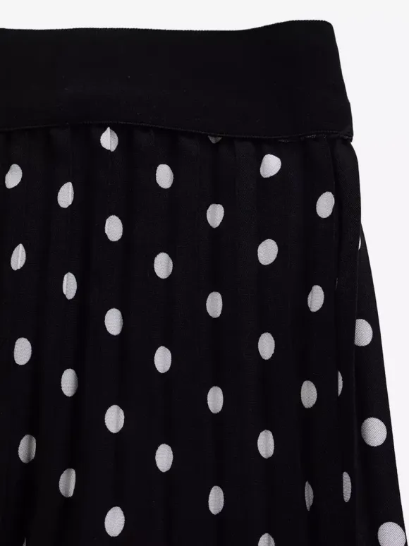 Two Piece Sets Black Casual Polka Dot Street Wear Turndown Collar Short Sleeves Skirt Set