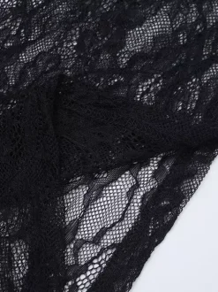 Two Piece Sets Black Party Polyester Lace Casual Straps Neck Sleeveless Skirt Set