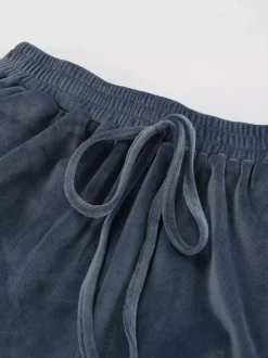 Two Piece Sets Blue Casual Street Wear V-Neck Long Sleeves Pant Set