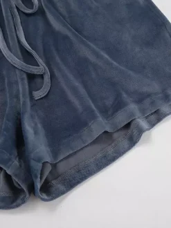 Two Piece Sets Blue Casual Street Wear V-Neck Long Sleeves Pant Set