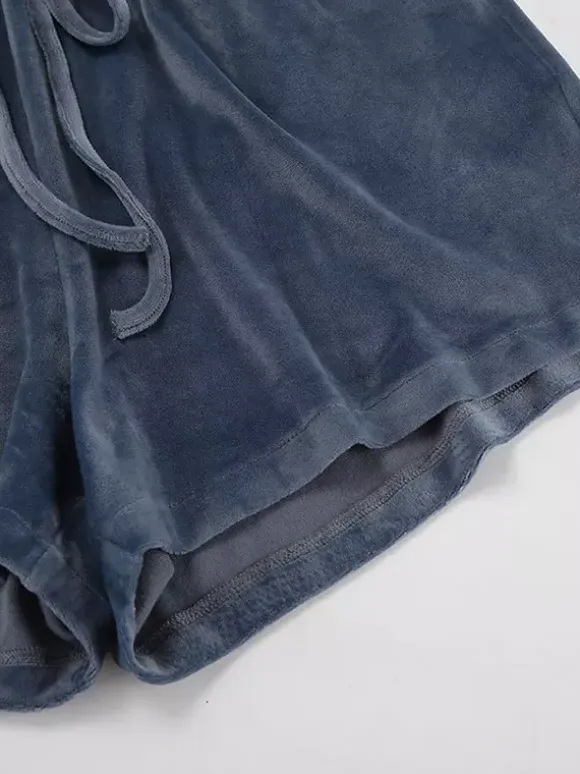 Two Piece Sets Blue Casual Street Wear V-Neck Long Sleeves Pant Set