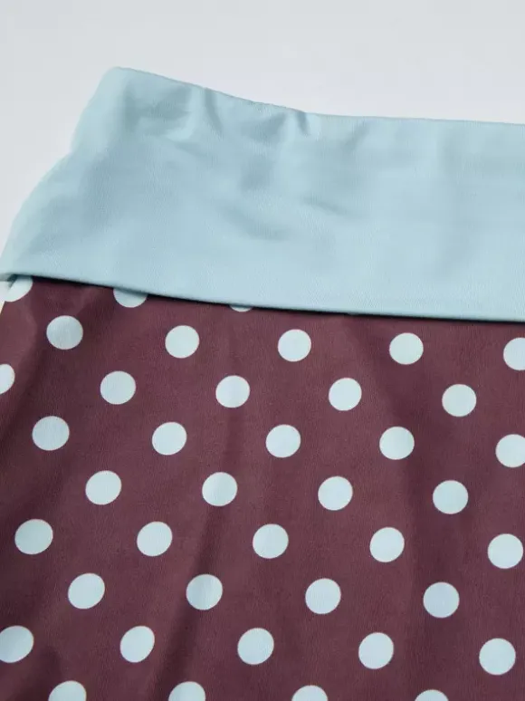 Two Piece Sets Blue Polka Dot Daily Casual Polyester Casual Strapless Sleeveless Skirt Set