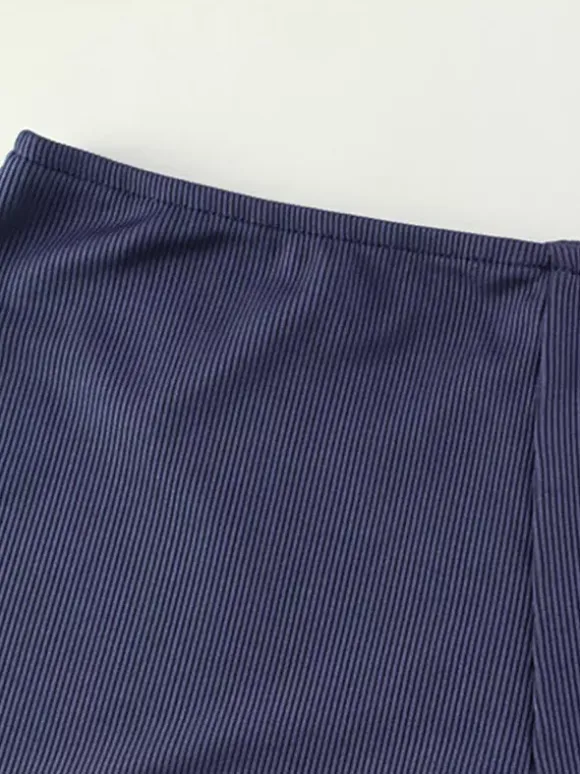 Two Piece Sets Blue Street Wear Bows Straps Neck Sleeveless Pant Set