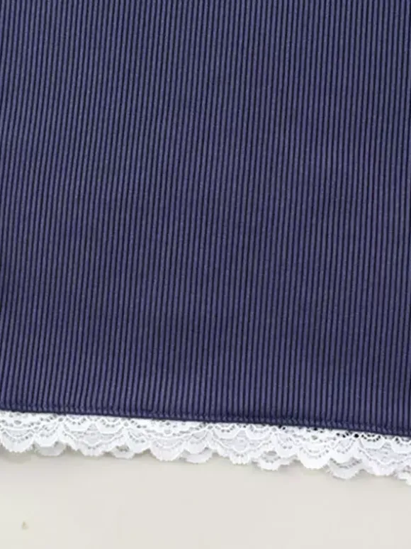 Two Piece Sets Blue Street Wear Bows Straps Neck Sleeveless Pant Set