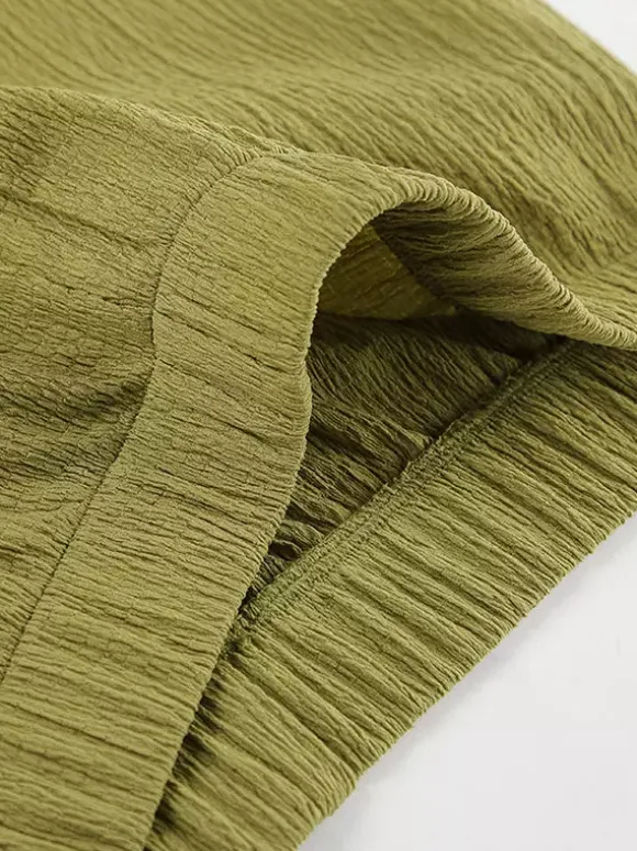 Two Piece Sets Green Halter Backless Sleeveless Top Pant Set