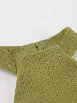 Two Piece Sets Green Halter Backless Sleeveless Top Pant Set