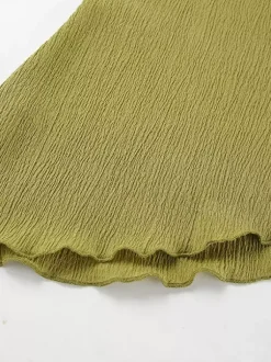 Two Piece Sets Green Halter Backless Sleeveless Top Pant Set