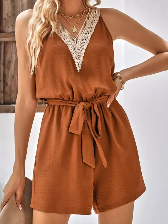 Two Piece Sets Hunter Green Casual Cut Out V-Neck Sleeveless Pant Set