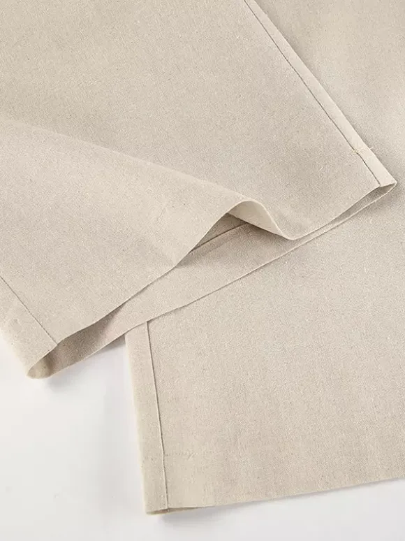 Two Piece Sets Khaki Chic Daily Casual Linen V-Neck Sleeveless Top Pant Set