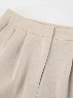 Two Piece Sets Khaki Chic Daily Casual Linen V-Neck Sleeveless Top Pant Set