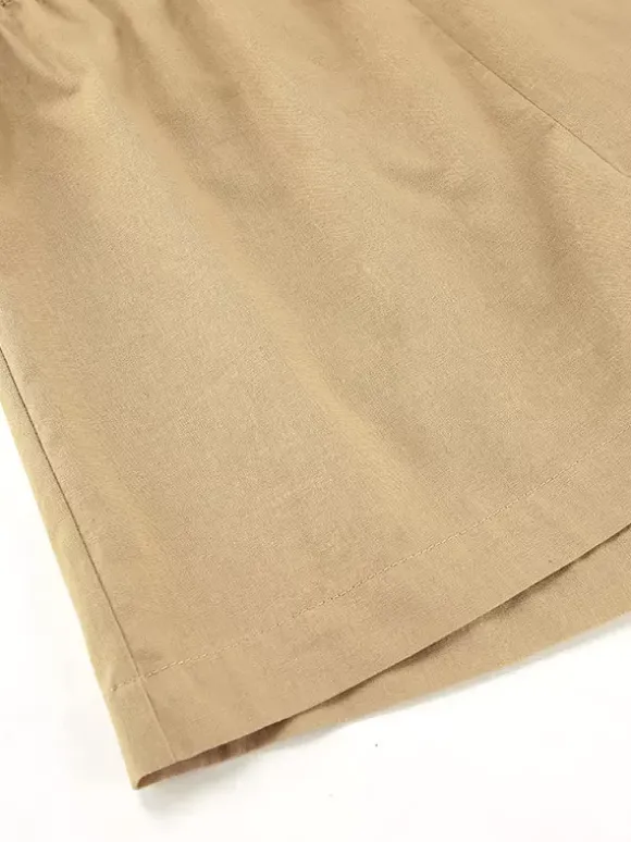 Two Piece Sets Khaki Chic Street Wear Cotton Linen Turndown Collar Long Sleeves Pant Set