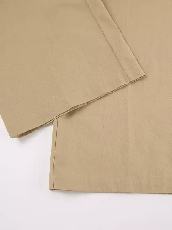 Two Piece Sets Khaki Street Wear V-Neck Sleeveless Top Pant Set