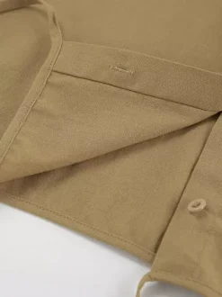 Two Piece Sets Khaki Street Wear Linen Turndown Collar Long Sleeves Pant Set
