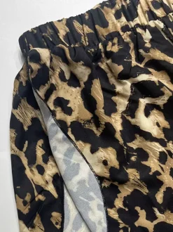 Two Piece Sets Leopard Leopard Print Daily Casual Strapless Long Sleeves Top Pant Set