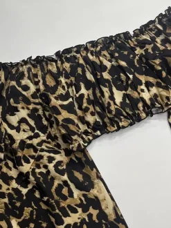 Two Piece Sets Leopard Leopard Print Daily Casual Strapless Long Sleeves Top Pant Set