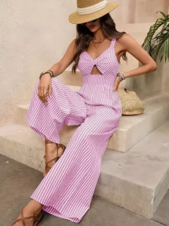 Two Piece Sets Pant Set Blue Chic Resort Wear Cut Out Shaping Sleeveless Dress