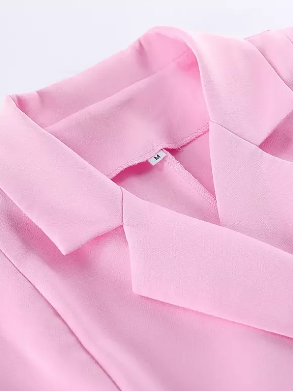 Two Piece Sets Pink Chic Daily Casual Turndown Collar Sleeveless Pant Set