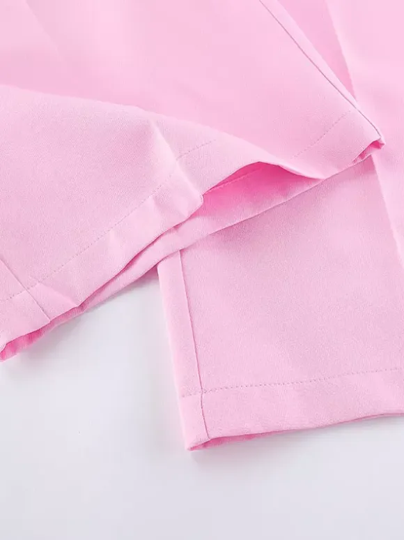 Two Piece Sets Pink Chic Daily Casual Turndown Collar Sleeveless Pant Set