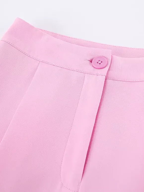 Two Piece Sets Pink Chic Daily Casual Turndown Collar Sleeveless Pant Set