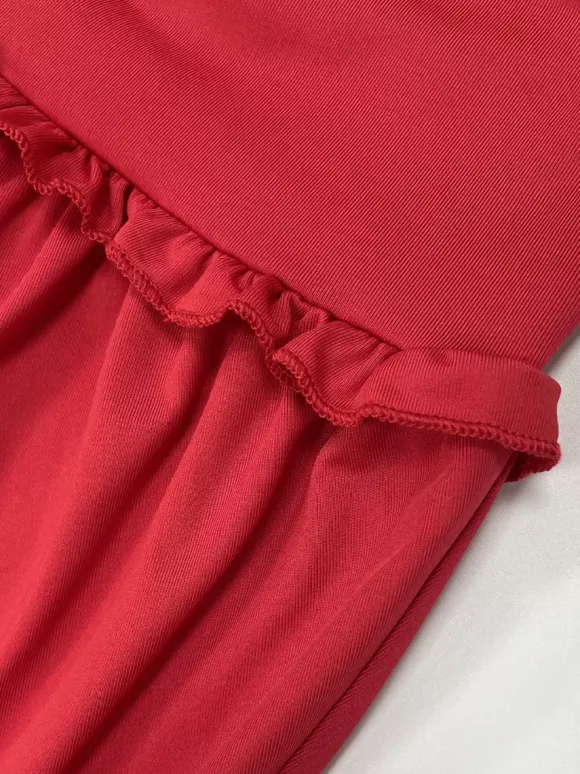Two Piece Sets Red Chic Street Wear Halter Backless Pleated Sleeveless Skirt Set