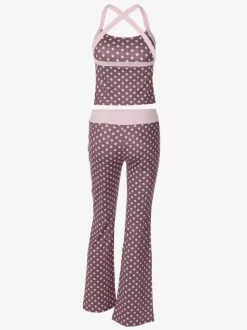 Two Piece Sets Red Polka Dot Daily Casual Straps Neck Sleeveless Chic Pant Set