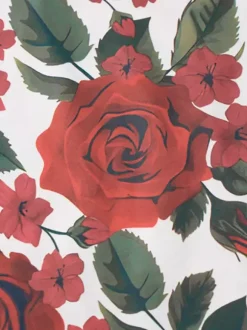 Two Piece Sets Red Sexy Floral Print Resort Wear Polyester Straps Neck Flower Sleeveless Skirt Set