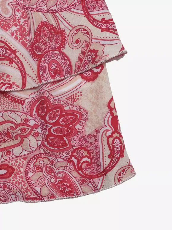 Two Piece Sets Rose Casual Floral Print Resort Wear Sleeveless Skirt Set