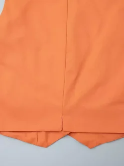 Two Piece Sets Skirt Set Orange Retro Buttons Resort Wear Linen V-Neck Sleeveless Sets