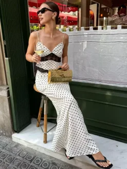 Two Piece Sets White Casual Polka Dot Lace Dating Straps Neck Sleeveless Summer Sets
