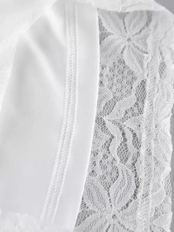 Two Piece Sets White Chic Daily Casual Lace Straps Neck Sleeveless Pant Set
