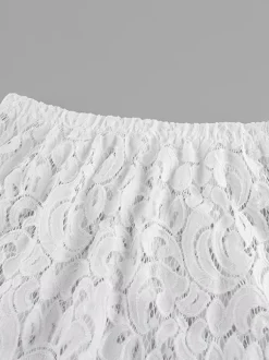 Two Piece Sets White Chic Lace Daily Casual Shaping Sleeveless Skirt Set