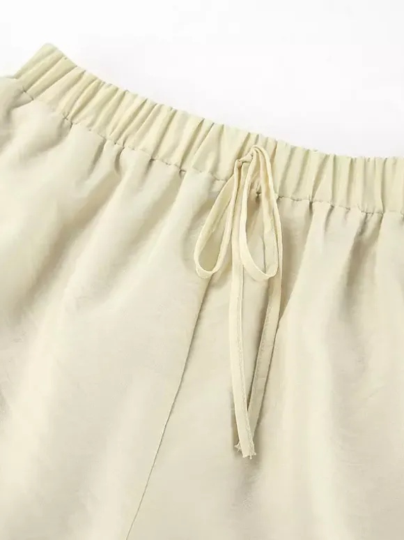 Two Piece Sets White Daily Casual Ruffles V-Neck Long Sleeves Pant Set