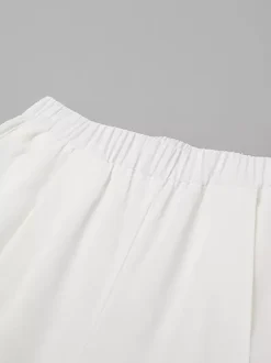 Two Piece Sets White Party Cotton Straps Neck Sleeveless Casual Pant Set