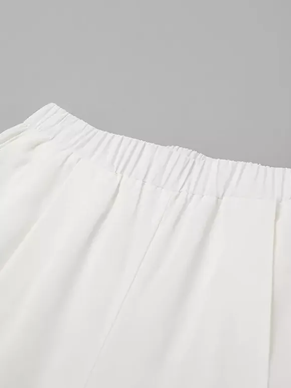 Two Piece Sets White Party Cotton Straps Neck Sleeveless Casual Pant Set