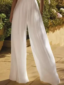 Two-piece wedding dress Chiffon Jewel Neck Two-piece Floor-Length Wedding Dress Functional Buttons Short Sleeves Floor Length