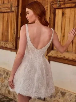 Two-piece wedding dress Satin Fabric Square Neck A-Line With Train Wedding Dress Functional Buttons Sleeveless Long