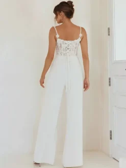 Two-piece wedding dress Satin Fabric Square Neck Two-piece Floor-Length Lace-up Sleeveless