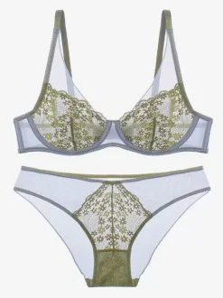 Two-Tone Chic Lingerie 2-Piece Lace Black Bra Panty Sets