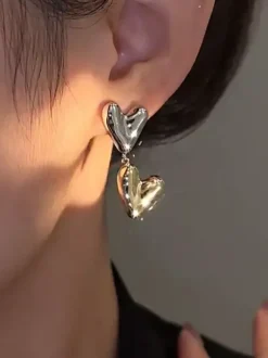 Two-tone Heart Shaped Earring For Women 2026