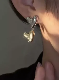 Two-tone Heart Shaped Earring For Women 2026