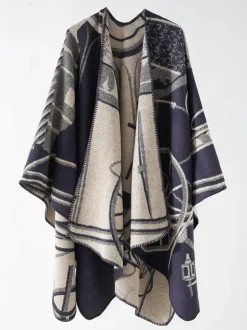 Two-Tone Poncho Daily Casual Elegant Cape