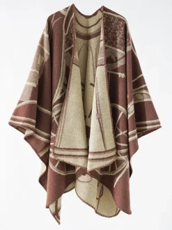 Two-Tone Poncho Daily Casual Elegant Cape