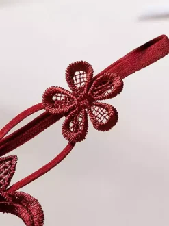 Underwear Burgundy Lingerie Women Floral Lace G-String Thong Panties